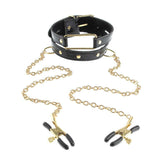 Fetish Fantasy Gold Collar and Nipple Clamps Black Nipple and Clit Clamps